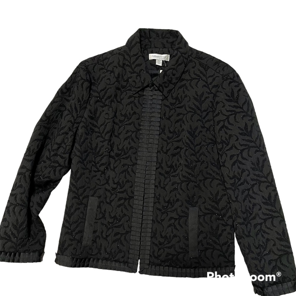 Cold Water Creek Black  Shimmer Jacquard Women’s Jacket  Pointed CollarBeautiful